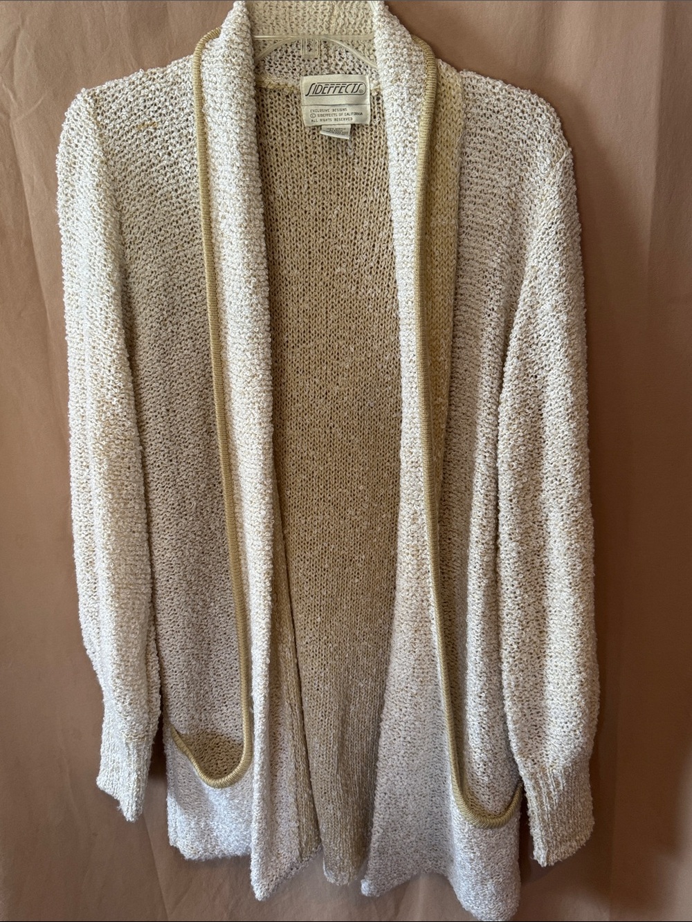 Vintage Side Effects  Open-Front Sweater Cardigan - Cream